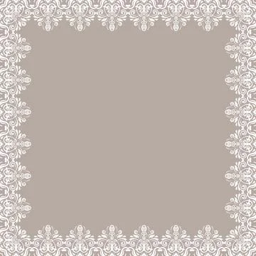 Floral Abstract Square Vector Frame With Arabesques Illustrazione stock