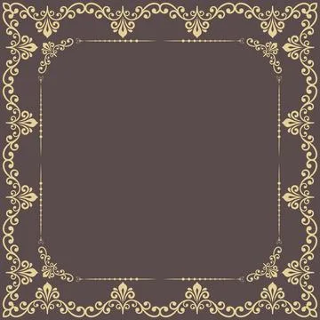 Floral Abstract Square Vector Frame With Arabesques Stock Illustration