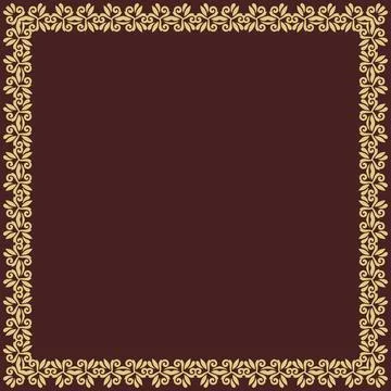 Floral Abstract Square Vector Frame With Arabesques 스톡 일러스트