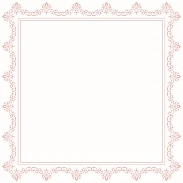 Floral Abstract Square Vector Frame With Arabesques Stock Illustration