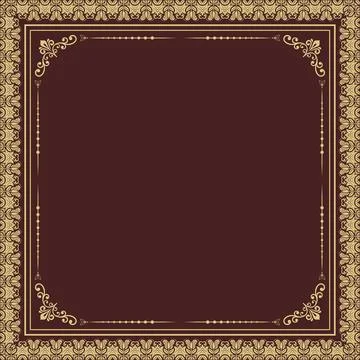 Floral Abstract Square Vector Frame With Arabesques Stock Illustration