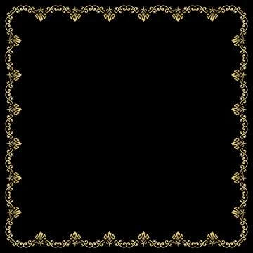 Floral Abstract Square Vector Frame With Arabesques 스톡 일러스트