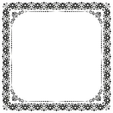 Floral Abstract Square Vector Frame With Arabesques Stock Illustration