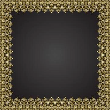 Floral Abstract Square Vector Frame With Arabesques Illustrazione stock