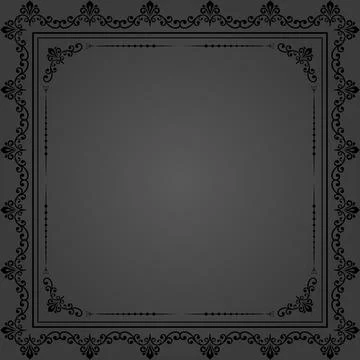Floral Abstract Square Vector Frame With Arabesques Illustrazione stock