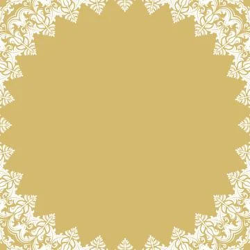 Floral Abstract Square Vector Frame With Arabesques Stock Illustration