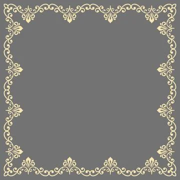 Floral Abstract Square Vector Frame With Arabesques 스톡 일러스트