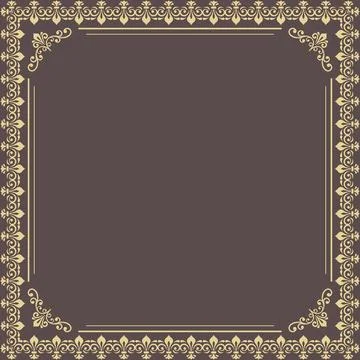 Floral Abstract Square Vector Frame With Arabesques Stock Illustration