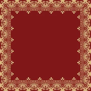 Floral Abstract Square Vector Frame With Arabesques Stock Illustration