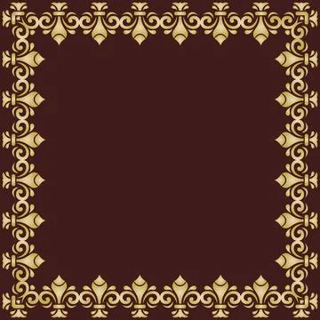 Floral Abstract Square Vector Frame With Arabesques Stock Illustration