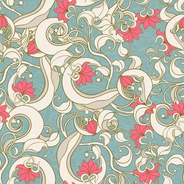 Floral abstract turquoise pattern Stock Illustration
