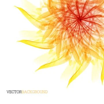 Floral abstract vector background with green and orange leaves Stock Illustration