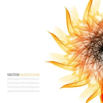 Floral abstract vector background. orange and black sunflower Stock Illustration