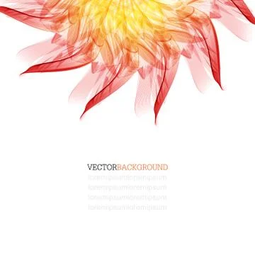 Floral abstract vector background. orange and red sunflower Stock Illustration