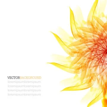 Floral abstract vector background. orange and red sunflower Stock Illustration