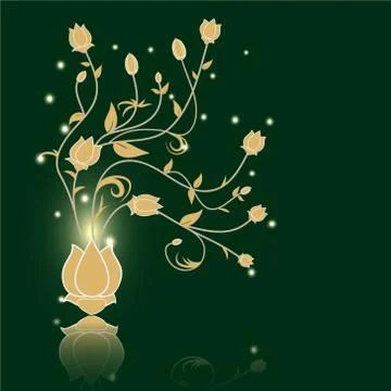 Floral abstract vector green background 스톡 일러스트