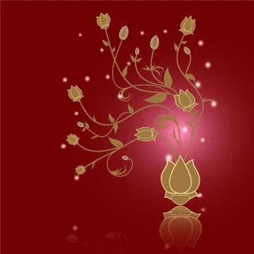 Floral abstract vector red background illustration 스톡 일러스트