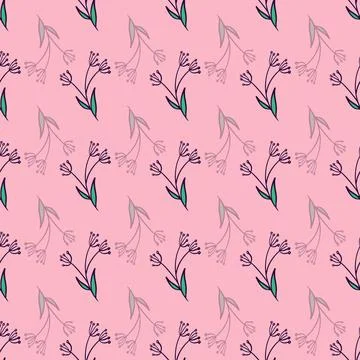 Floral abstract vector repeat pattern on pink background Stock Illustration