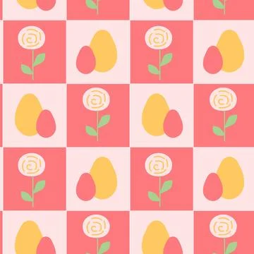 Floral and abstract geometric pattern with flowers and shapes Stock Illustration