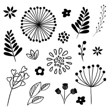 Floral and Leaf Elements Set Stock Illustration