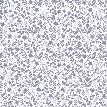 Floral and leaves seamless pattern. silhouette flowers, branches, leaves Stock Illustration