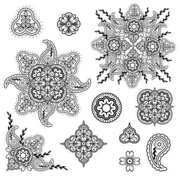 Floral and paisley elements Illustrazione stock