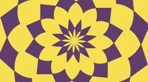 Floral and Rhombus Yellow Shapes on Purple Background Stock Illustration
