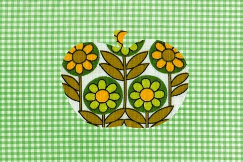 Floral apple on green gingham background Stock Illustration