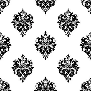 Floral arabesque pattern with damask motifs 스톡 일러스트