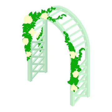 Floral arch icon isometric vector. Garden arch with clambering flowering plant Stock Illustration