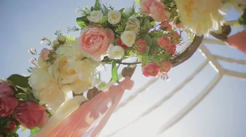 Floral arch for wedding ceremony Stock Footage 44193665