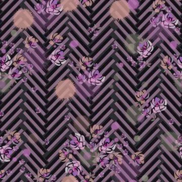 Floral art vector seamless pattern with purple roses 스톡 일러스트