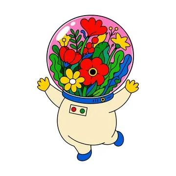 Floral Astronaut Stock Illustration