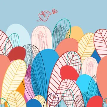 Floral background with bird Stock Illustration