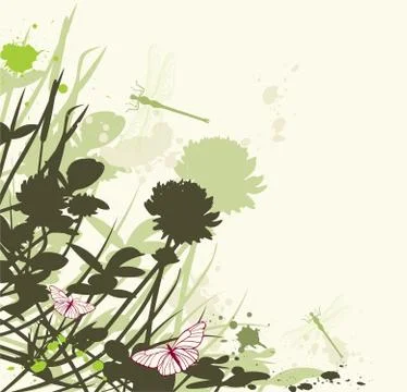 Floral background with clover Stock Illustration