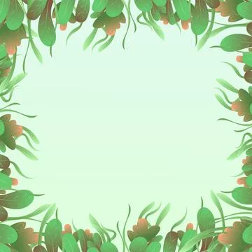 Floral background frame decorated with flat gradient leaves. Fashionable flor Stock Illustration