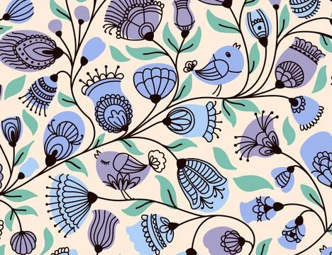 Floral background. Graphic pattern for fabric, wallpaper, packaging. Stock Illustration
