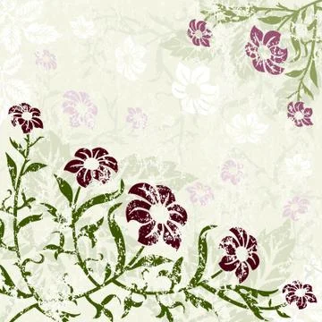 Floral background with grunge Stockillustratie
