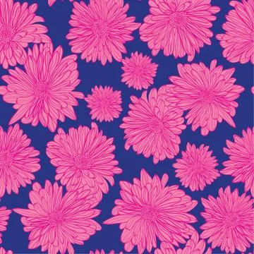 Floral background with hand drawn chamomiles flowers. Stock Illustration
