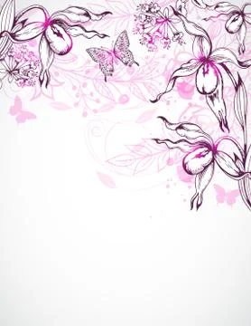 Floral background with orchids Stock Illustration