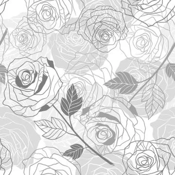 Floral background with roses. Vector seamless pattern Stock Illustration