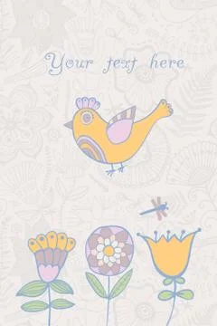 Floral background, summer theme, greeting card. template design can be used f Stock Illustration