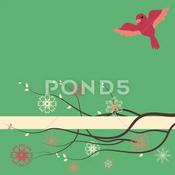 Floral background with text box Stock Illustration