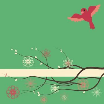 Floral background with text box Stock Illustration