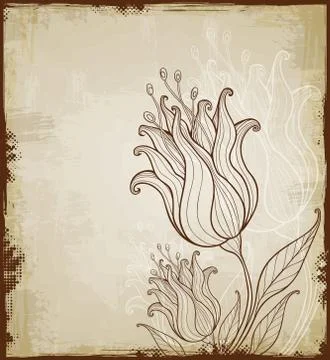 Floral background with tulips Stock Illustration