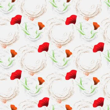 Floral background wallpaper. Seamless pattern with poppy Stock Illustration