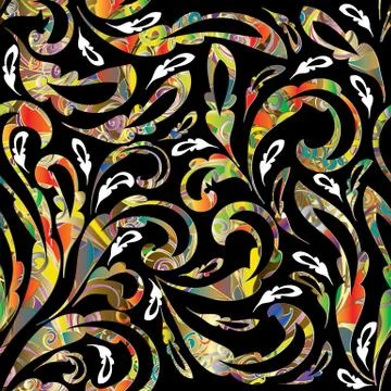 Floral baroque seamless pattern. Vector damask colorful background 스톡 일러스트