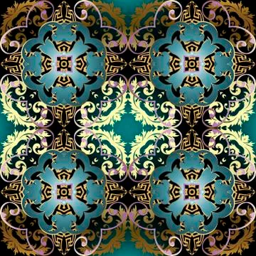 Floral  Baroque style seamless pattern. Ornamental background. Repeat vector  Illustrazione stock