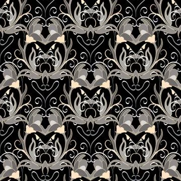 Floral baroque vector seamless pattern.  Ornate damask background. Beautiful  스톡 일러스트
