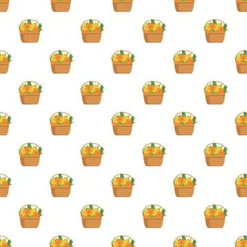 Floral baskets pattern featuring yellow orange blooms Stock Illustration